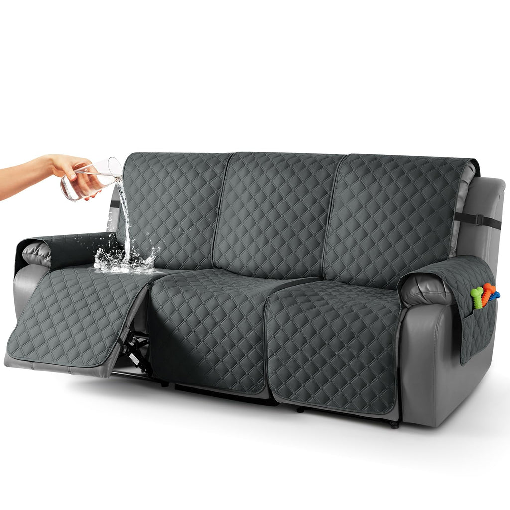 TAOCOCO 100% Waterproof Loveseat Recliner Covers Reversible, Charcoal Gray