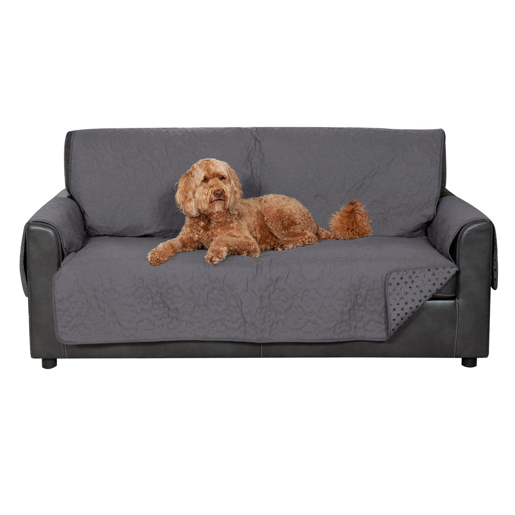 Furhaven Waterproof & Non-Slip Loveseat Cover Protector for Dogs, Cats, & Children - Quilted Paw Print Living Room Furniture Cover - Espresso, Loveseat