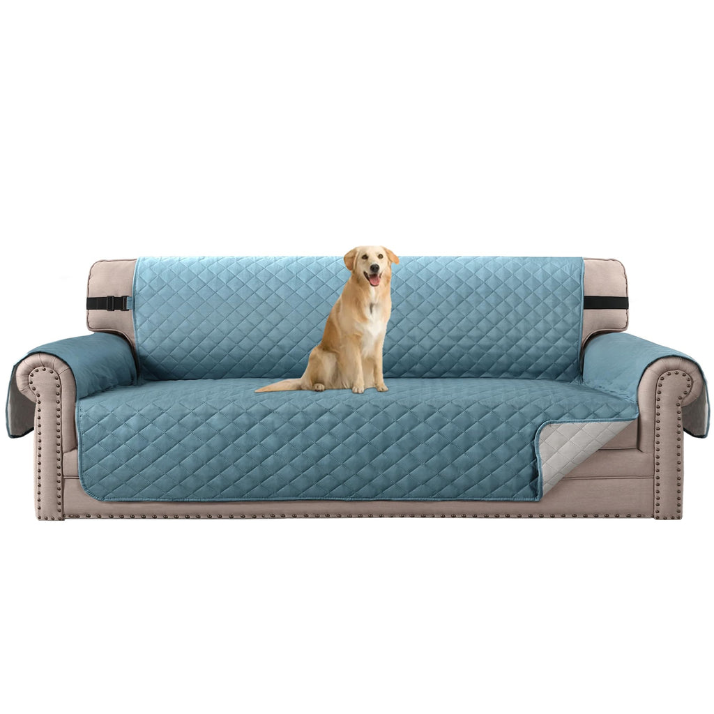 H.VERSAILTEX Reversible Couch Cover for 2 Cushion Couch Water Resistant Loveseat Washable Furniture Cover with Non-Slip Elastic Strap for Dogs, Pets, Kids(Oversized Loveseat, Charcoal Grey)