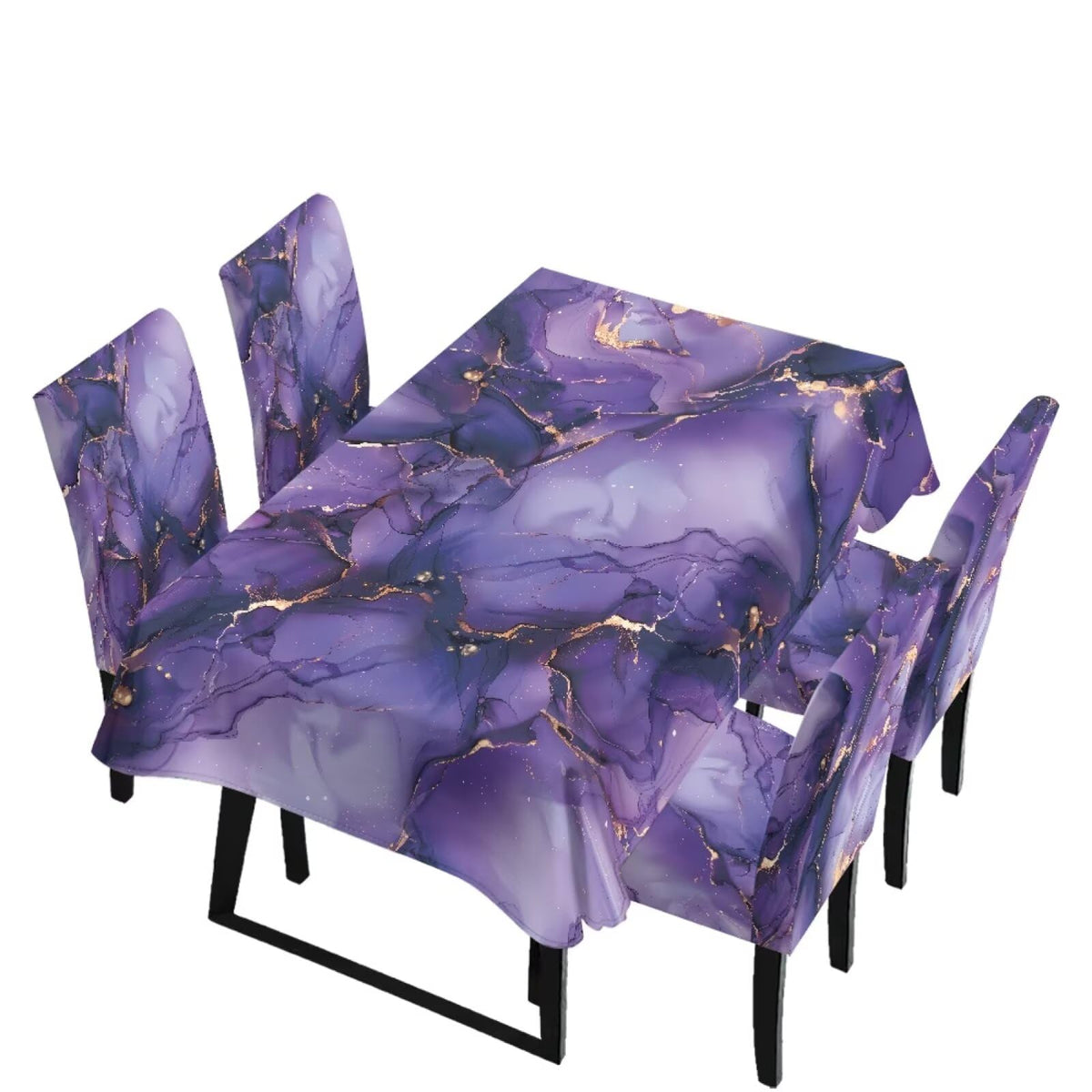 Table Cloth Rectangle Table Set of 5 Include Dining Chair Covers and Tablecloths for Dining Room Banquet, Anti-Scratch Chair Seat Protector Cover, Hummingbird Sunflower Tribe Print