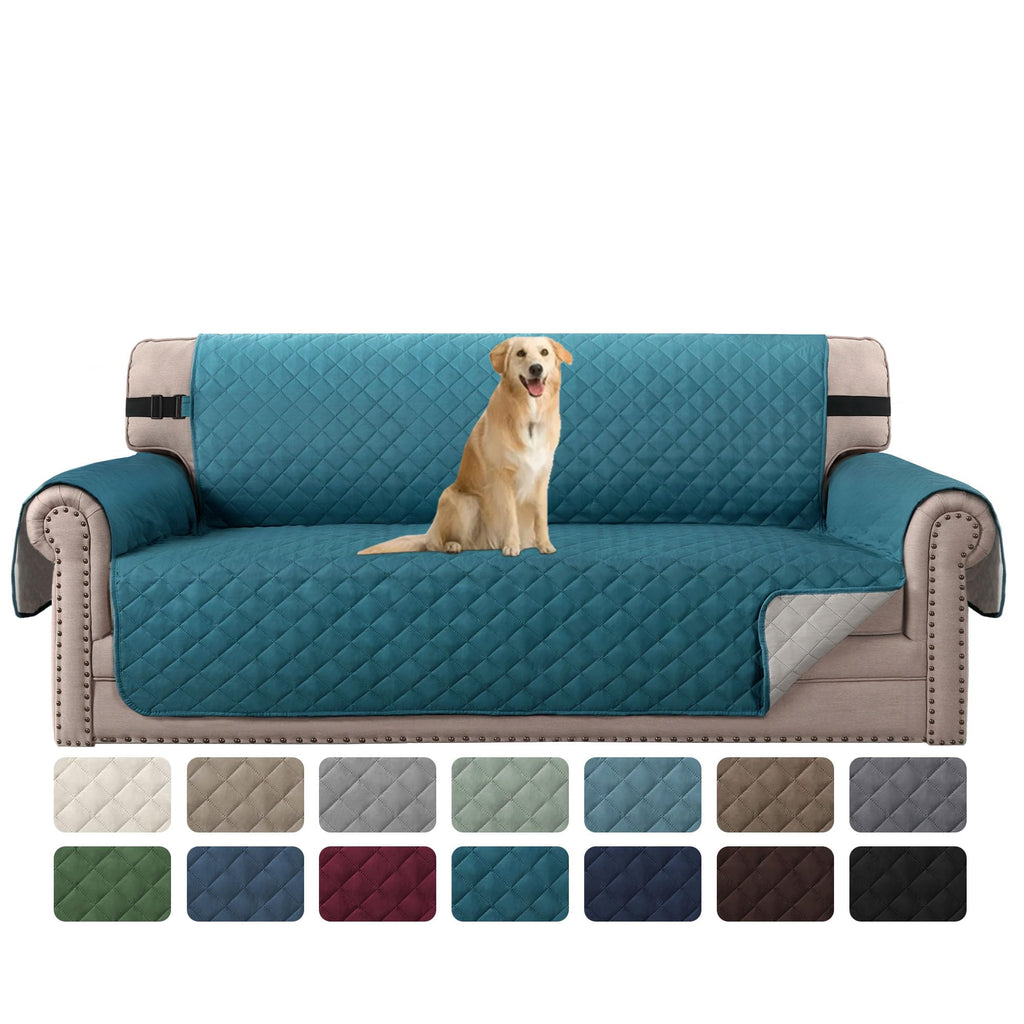 H.VERSAILTEX Reversible Couch Cover for 2 Cushion Couch Water Resistant Loveseat Washable Furniture Cover with Non-Slip Elastic Strap for Dogs, Pets, Kids(Oversized Loveseat, Charcoal Grey)