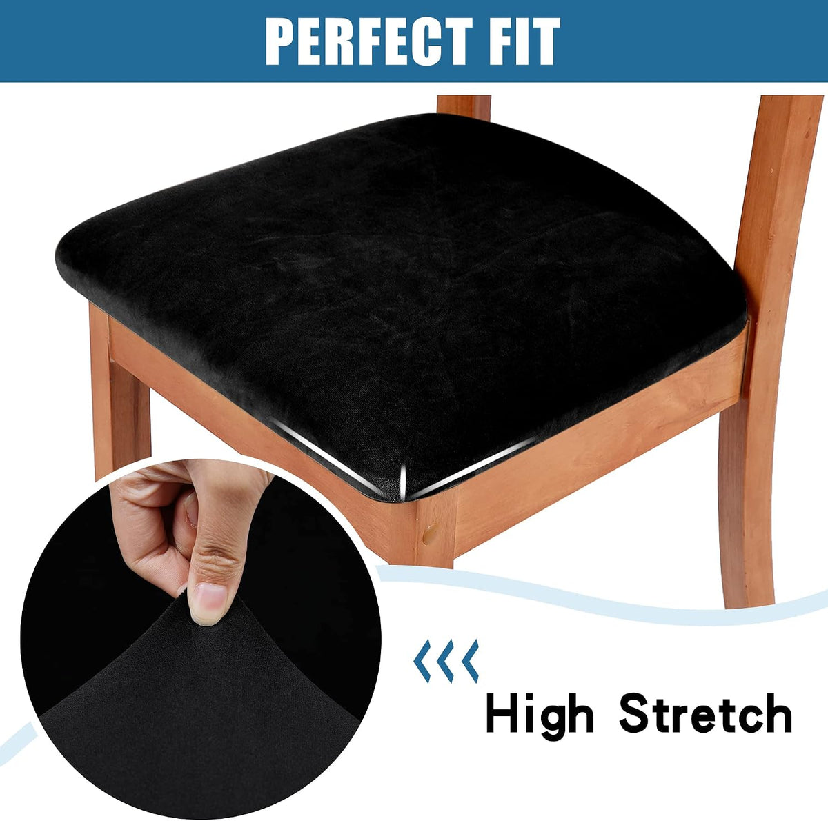 Smiry Velvet Seat Covers for Dining Room Chair Set of 4