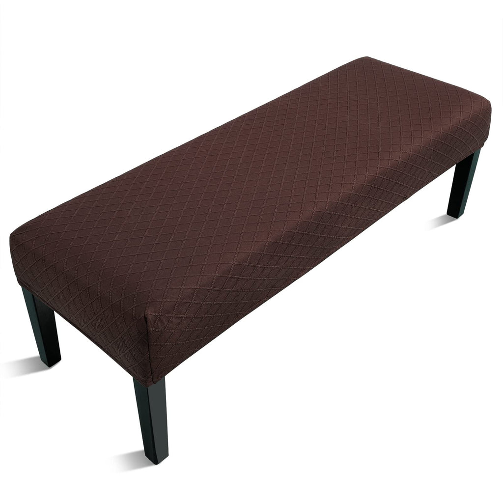 Fuloon Stretch Jacquard Dining Bench Cover - Anti-Dust Removable Bench Slipcover Washable Seat Cushion Protector for Bedroom, Kitchen, Hotel, Banquet (Beige)