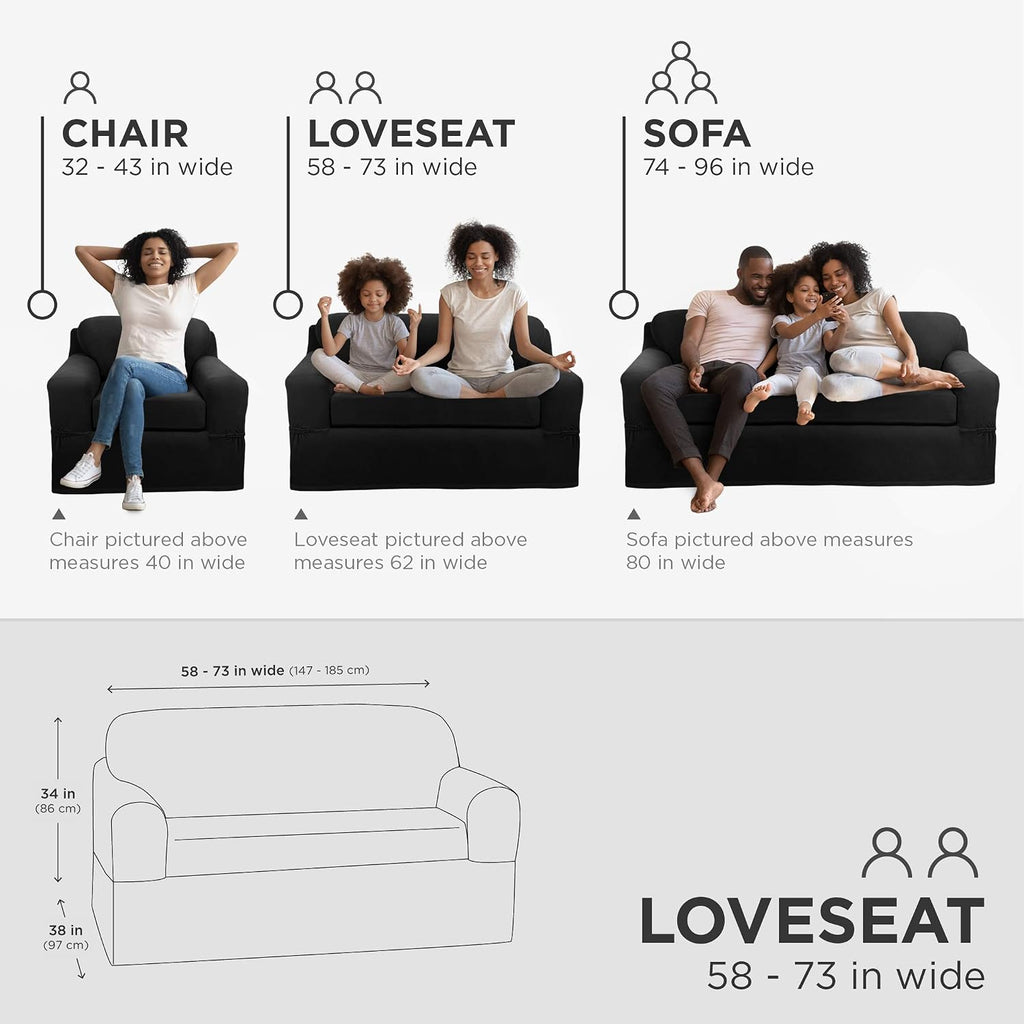Maytex Pixel 2 Piece Loveseat Slipcover, Black