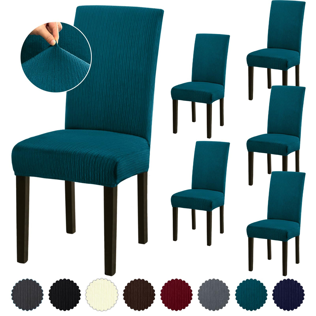 Stretch Dining Room Chair Covers Set of 6, Removable Washable Chair Covers for Dining Chairs,Dining Room, Hotel, Ceremony