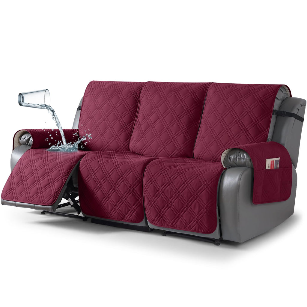 TAOCOCO 100% Waterproof Oversized Loveseat Recliner Cover, Non Slip Split Couch Covers for Reclining Loveseat with Elastic Straps for Kids Pets(Oversized 2 Seater, Chocolate)