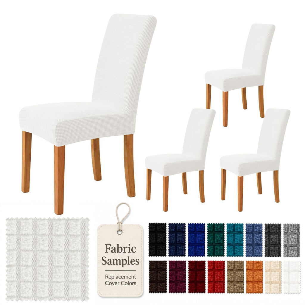 YEMYHOM 2 Packs Latest Checkered Dining Chair Slipcover Parsons Chair Furniture Protector Stretch Chair Covers for Dining Room, Restaurant, Kitchen, Party (Light Gray)