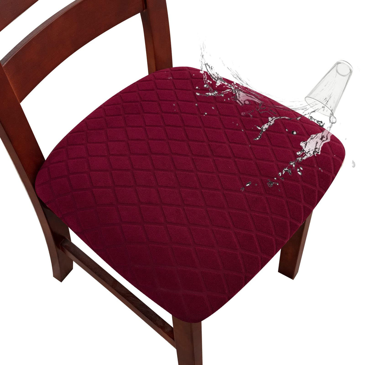Genina Waterproof Seat Covers for Dining Room Chairs, Stretch Chair Seat Covers Removable Washable Dinning Room Kitchen Chair Cushion Slipcovers (Leaves-Taupe, 4 PCS)