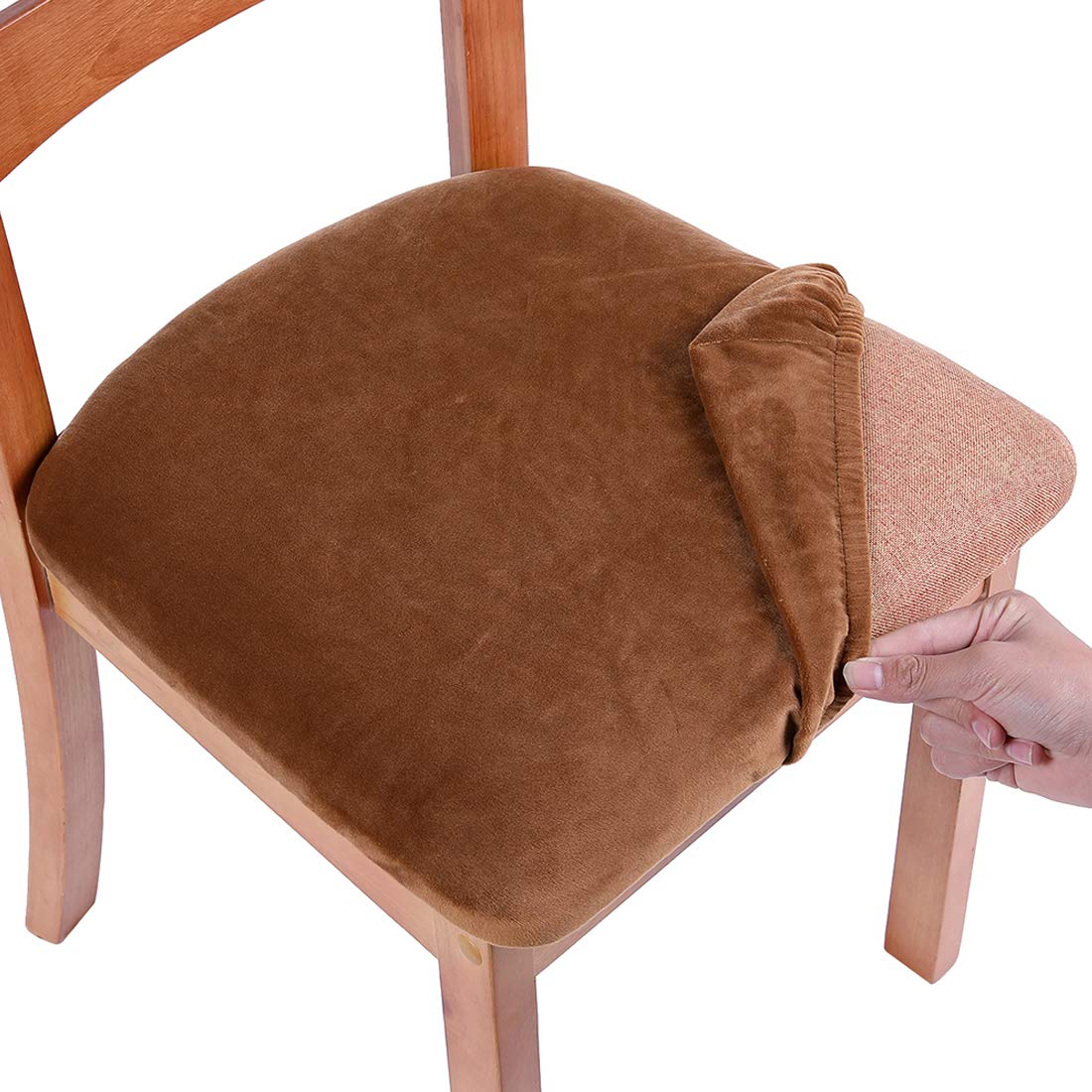 Smiry Velvet Seat Covers for Dining Room Chair Set of 4