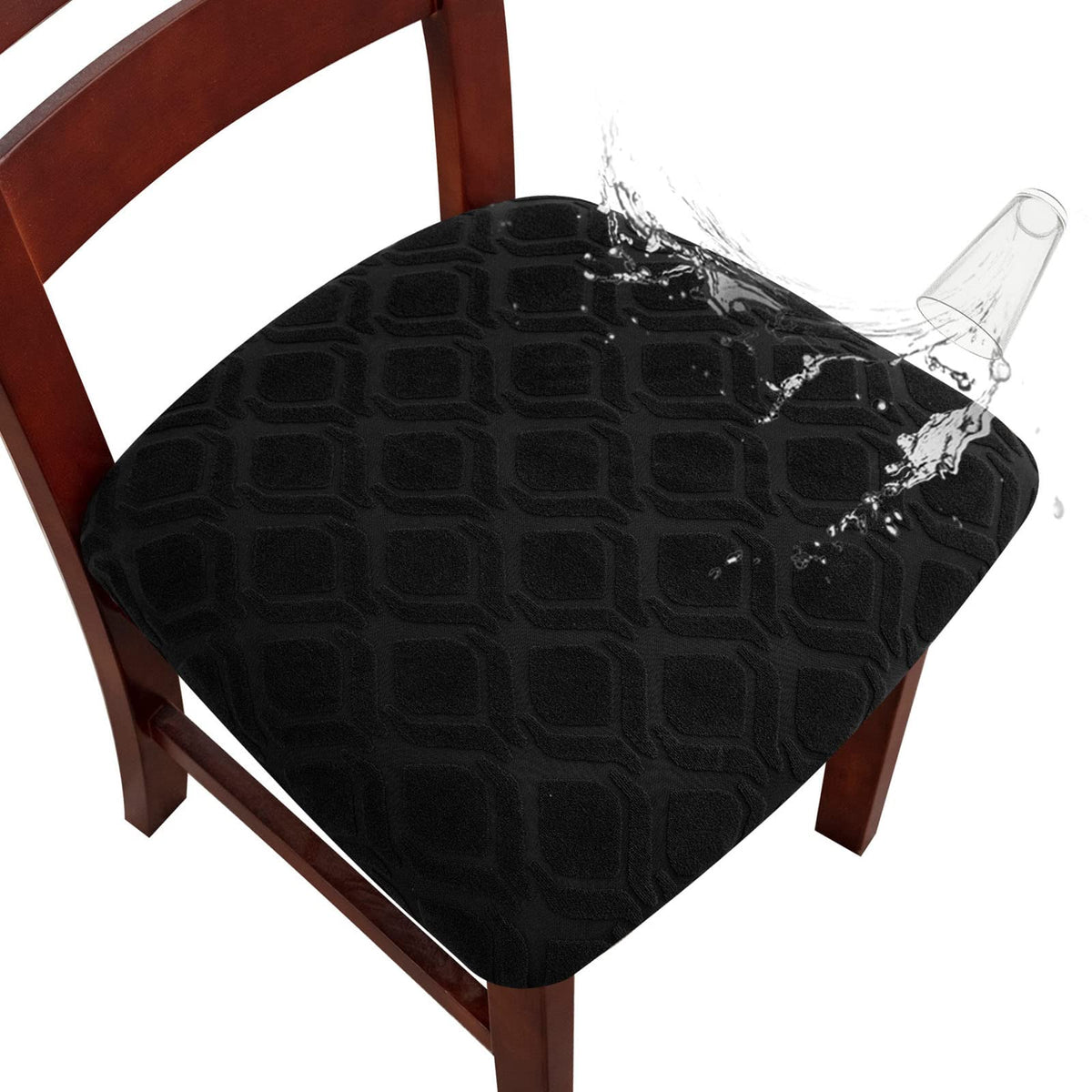 Genina Waterproof Seat Covers for Dining Room Chairs, Stretch Chair Seat Covers Removable Washable Dinning Room Kitchen Chair Cushion Slipcovers (Leaves-Taupe, 4 PCS)