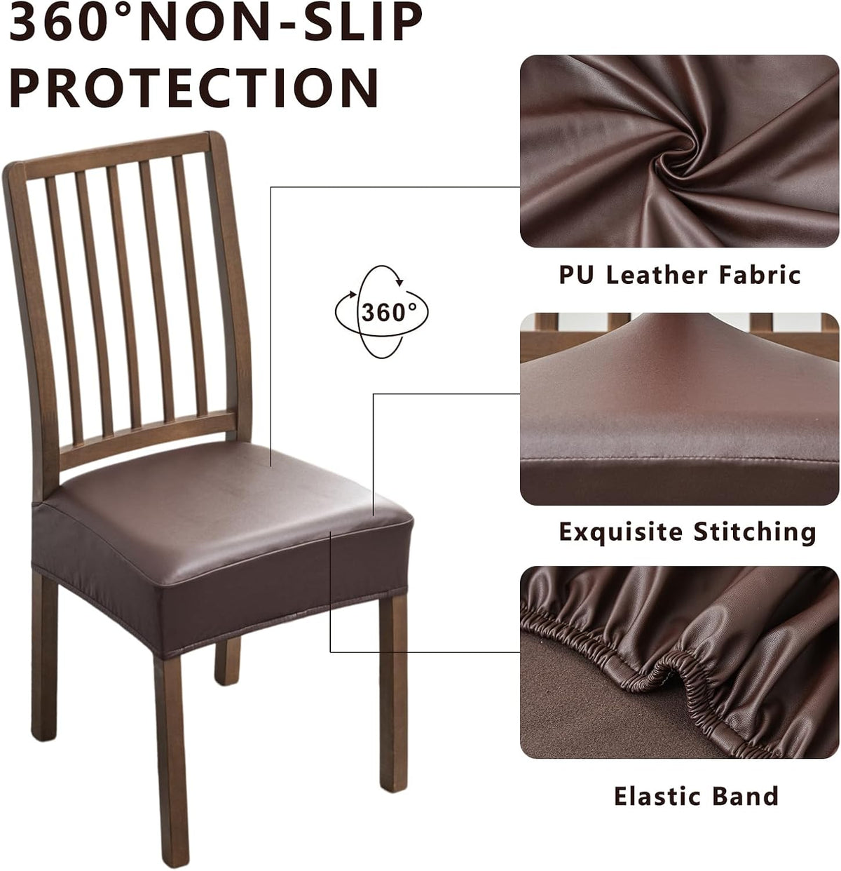 NILUOH Waterproof Seat Covers for Dining Room Chairs, 4 Pack Coffee