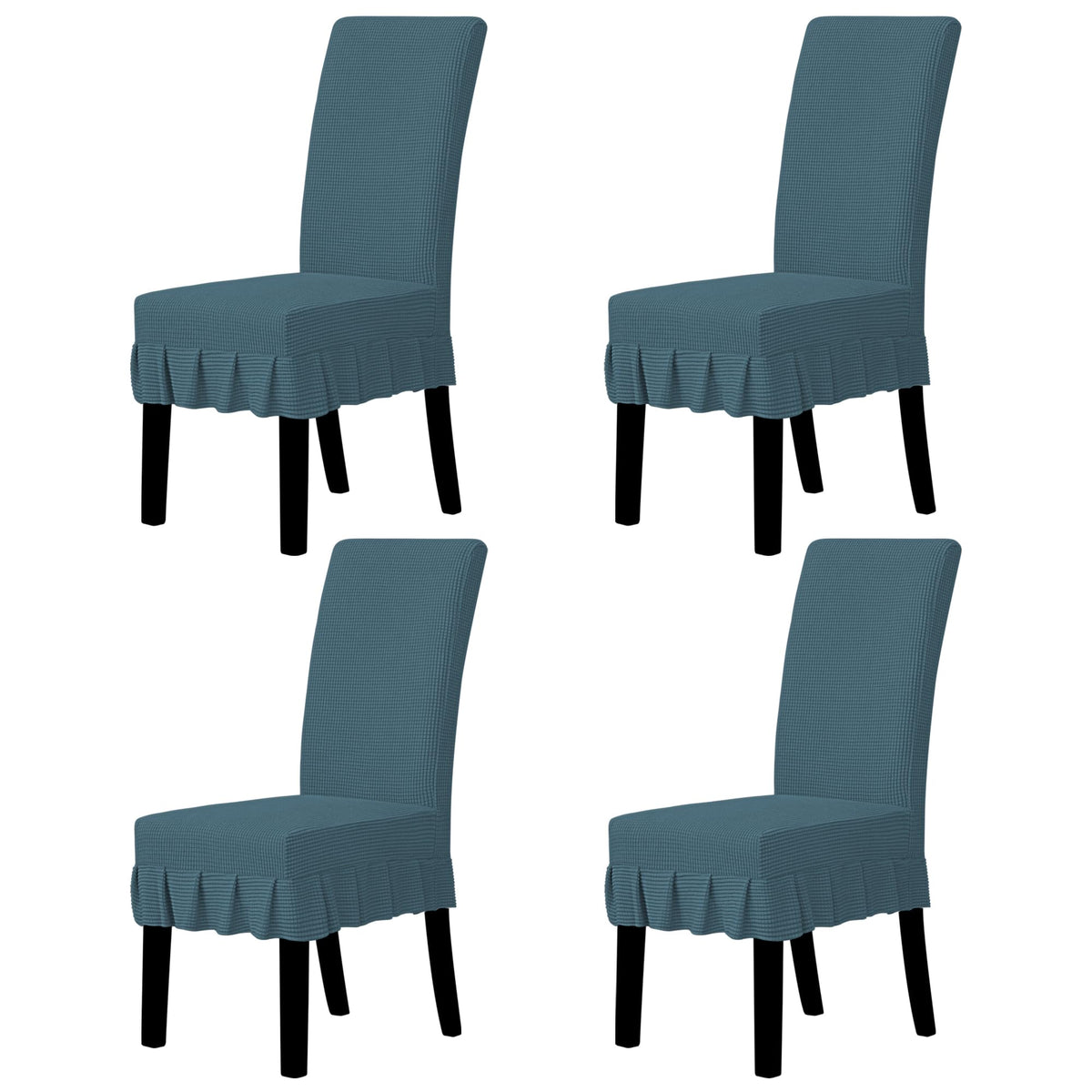 Easy-Going 2 PCS Stretch Dining Room Chair Covers with Skirt, Light Gray