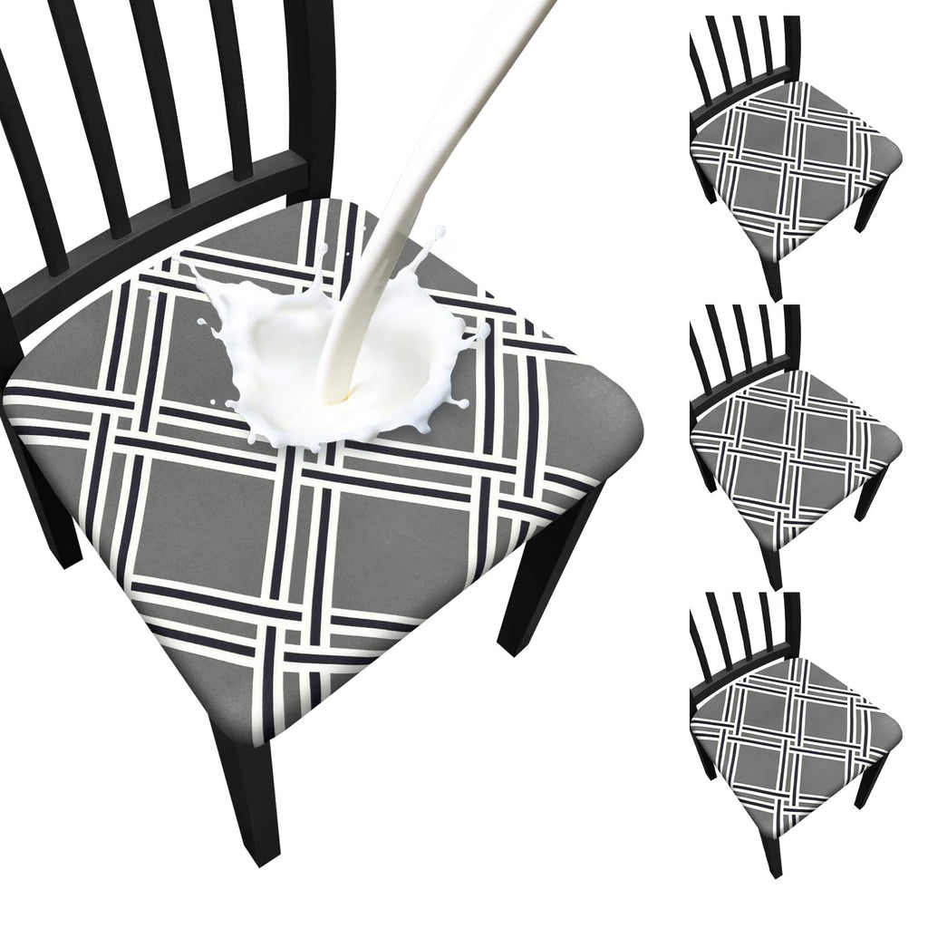 Waterproof Dining Chair Seat Covers Set of 6, Stretch Removable Dining Room Seat Covers for Dining Chairs, Kitchen, Hotel, Party