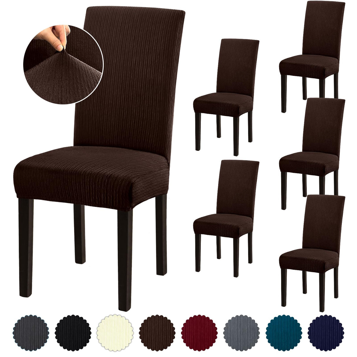 Stretch Dining Room Chair Covers Set of 6, Removable Washable Chair Covers for Dining Chairs,Dining Room, Hotel, Ceremony