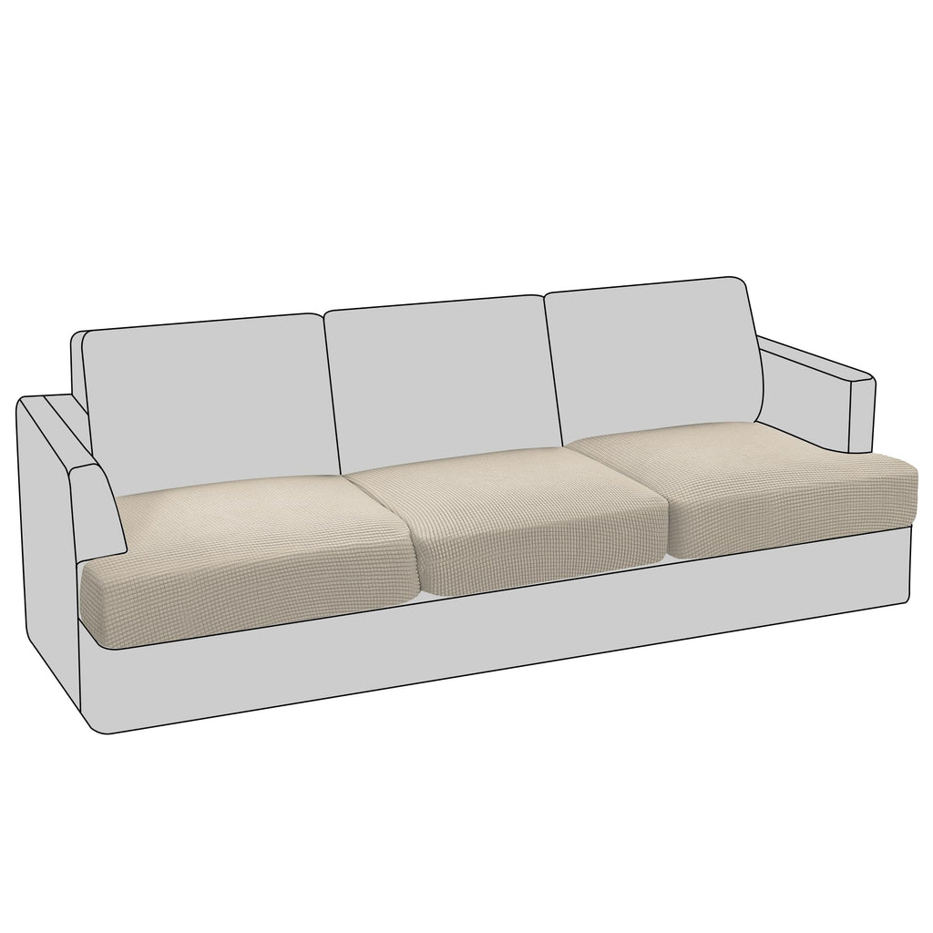 PrinceDeco T Cushion Loveseat Slipcover - 3 Pieces Sofa Cover for 2 Cushion Couch with 2 Individual T Shape Seat Covers Width Up to 76 Inch - Stretch, Machine Washable, Porcelain