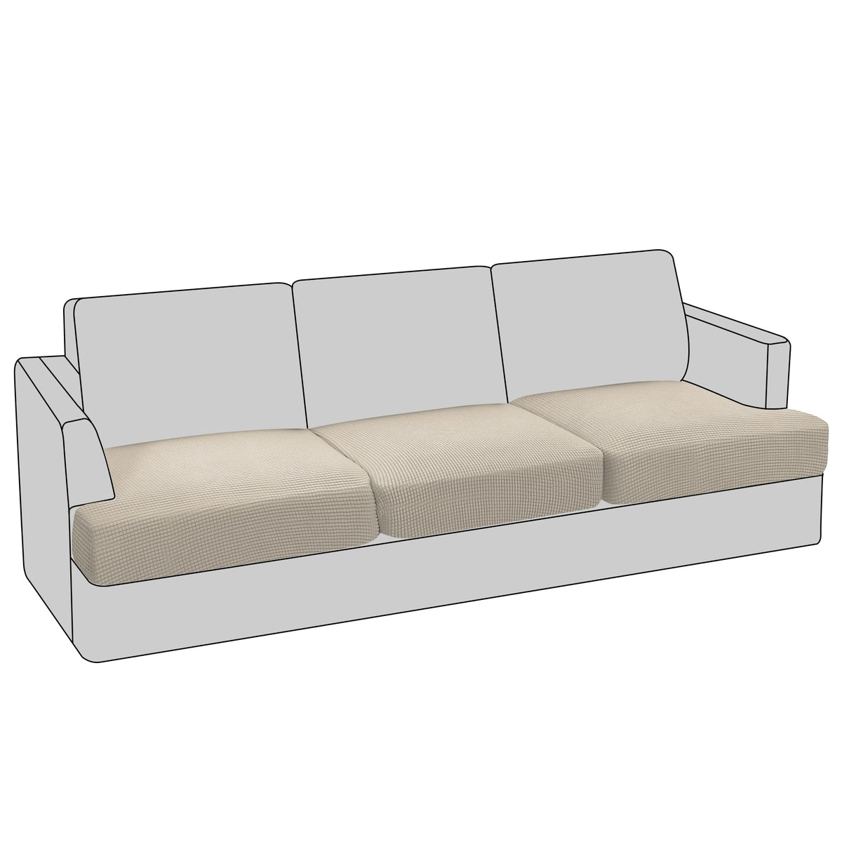 PrinceDeco T Cushion Loveseat Slipcover - 3 Pieces Sofa Cover for 2 Cushion Couch with 2 Individual T Shape Seat Covers Width Up to 76 Inch - Stretch, Machine Washable, Porcelain