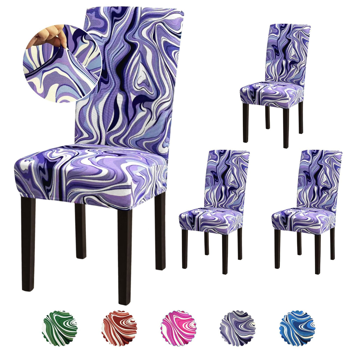 Stretch Dining Room Chair Covers Set of 6, Removable Washable Chair Covers for Dining Chairs,Dining Room, Hotel, Ceremony