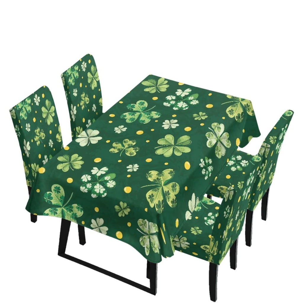 Table Cloth and Dining Chair Covers Set of 5, Kitchen Chair Slipcovers Rectangle Table Cover, Removable Anti-dust Tablecloths Stain Resistant Soft Hotel Decor, Retro Geometry Flower