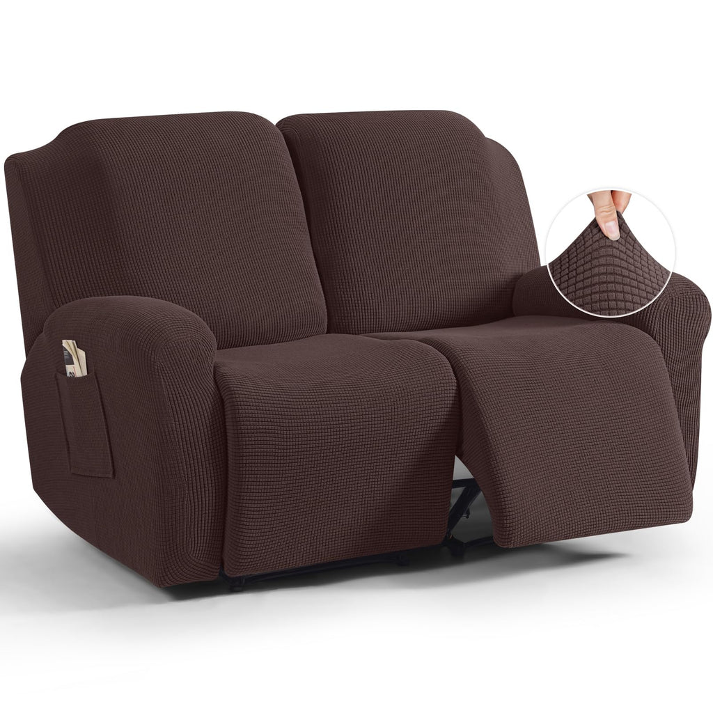 TAOCOCO Stretch Loveseat Recliner Covers 6 Piece, Charcoal Grey