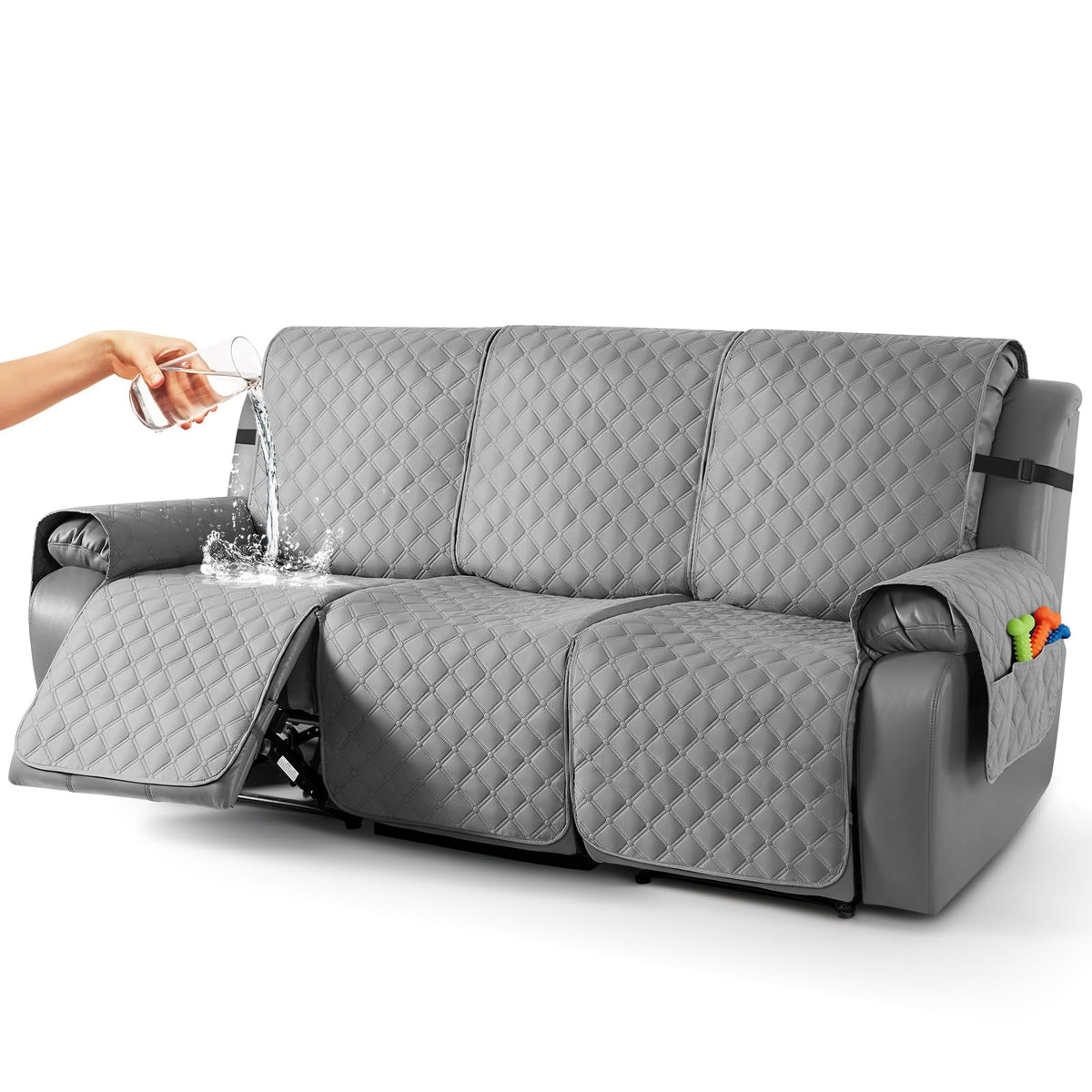 TAOCOCO 100% Waterproof Loveseat Recliner Covers Reversible, Charcoal Gray