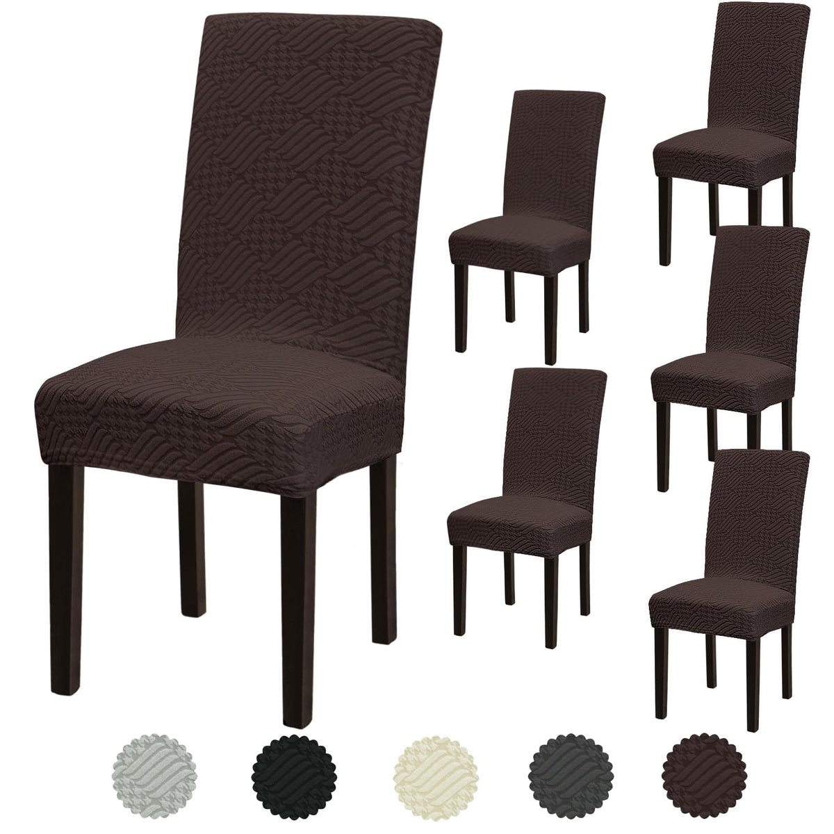 Stretch Dining Room Chair Covers Set of 6, Removable Washable Chair Covers for Dining Chairs,Dining Room, Hotel, Ceremony