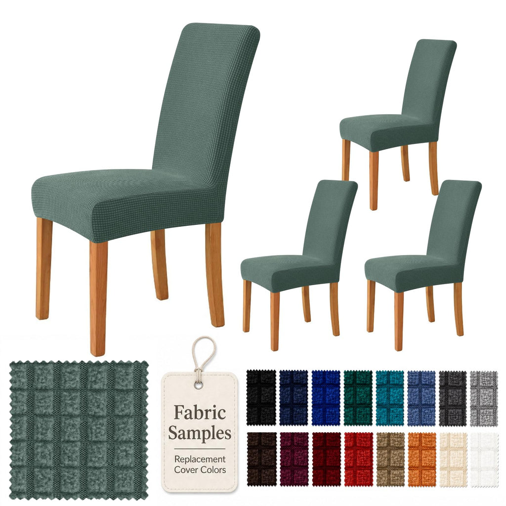 YEMYHOM 2 Packs Latest Checkered Dining Chair Slipcover Parsons Chair Furniture Protector Stretch Chair Covers for Dining Room, Restaurant, Kitchen, Party (Light Gray)