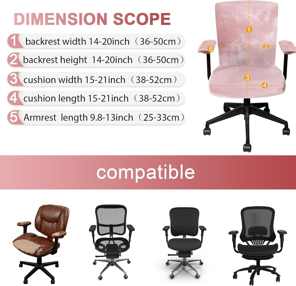 Tallew 4 Pcs Office Chair Covers Set with Armrest, Stretchable,Light Pink
