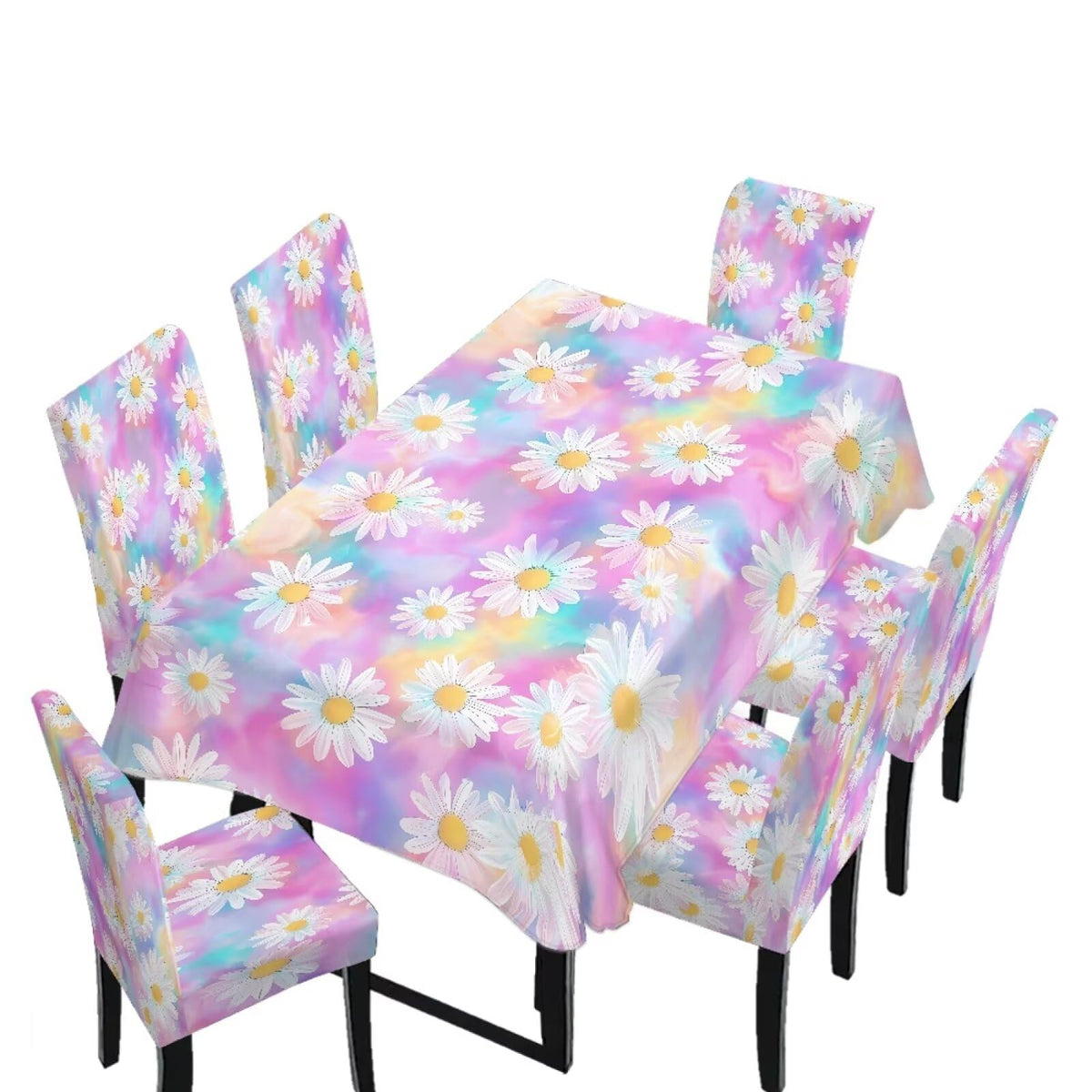 Dining Table Chair Covers 5 Pack, Removable Parsons Chair Slipcovers Dust Proof Tablecloths Scratch Resistant Seat Protector for Dining Room, Sunflower Honeycomb Bee Print Yellow