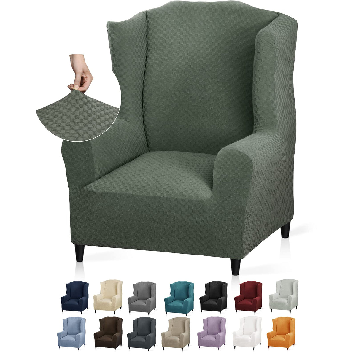 YEMYHOM 2 Packs Latest Checkered Dining Chair Slipcover Parsons Chair Furniture Protector Stretch Chair Covers for Dining Room, Restaurant, Kitchen, Party (Light Gray)