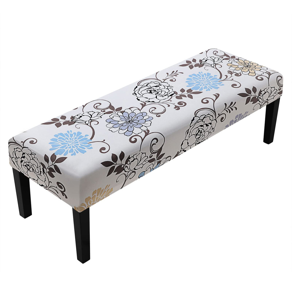 Fuloon Stretch Jacquard Dining Bench Cover - Anti-Dust Removable Bench Slipcover Washable Seat Cushion Protector for Bedroom, Kitchen, Hotel, Banquet (Beige)