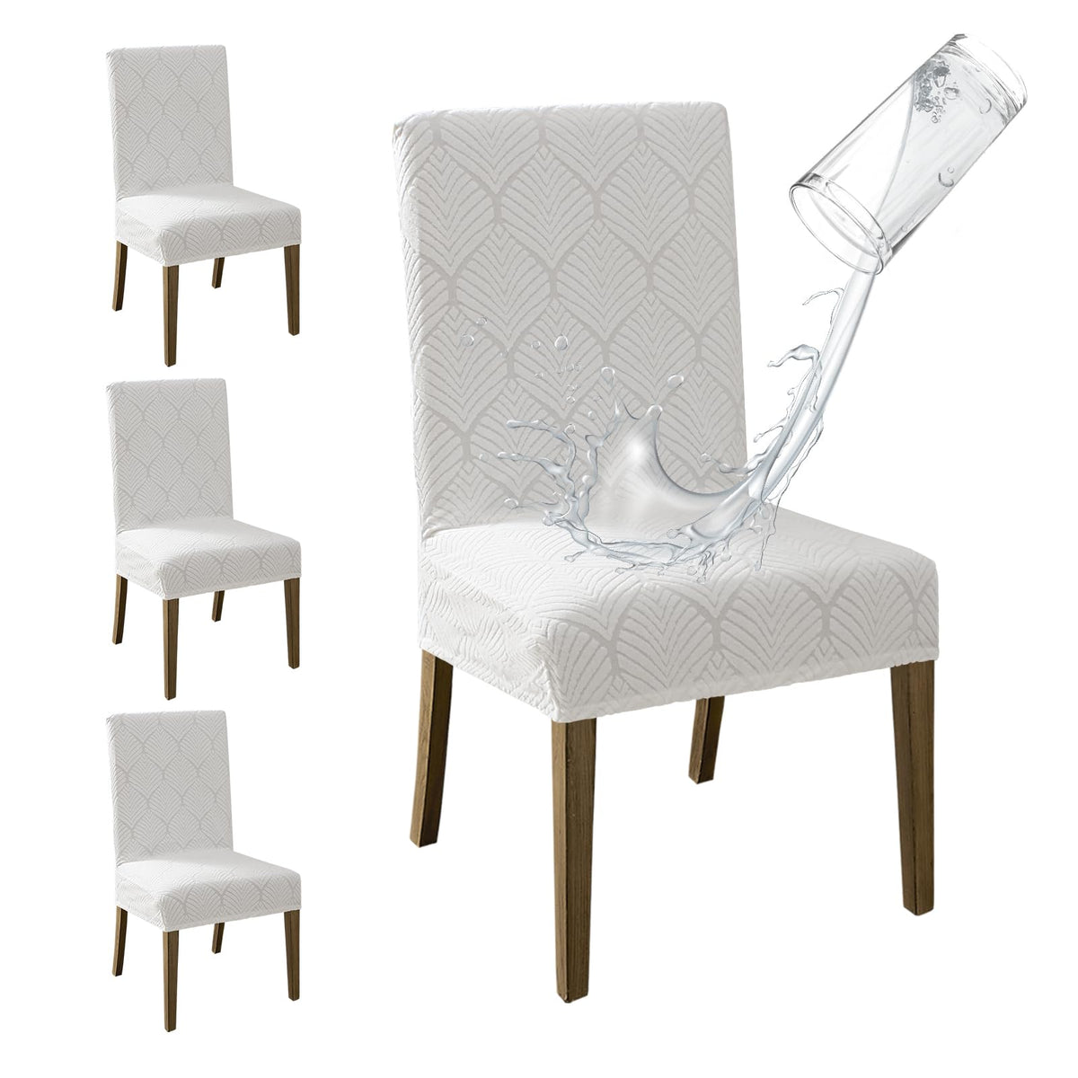 MOSAYT 100% Waterproof Dining Room Chair Covers Set of 4, Beige