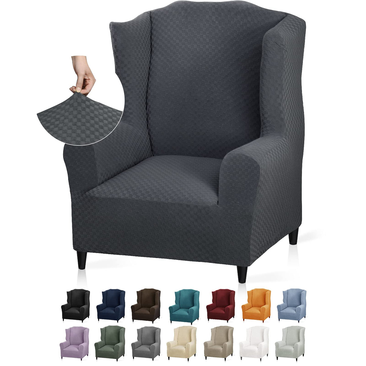YEMYHOM 2 Packs Latest Checkered Dining Chair Slipcover Parsons Chair Furniture Protector Stretch Chair Covers for Dining Room, Restaurant, Kitchen, Party (Light Gray)