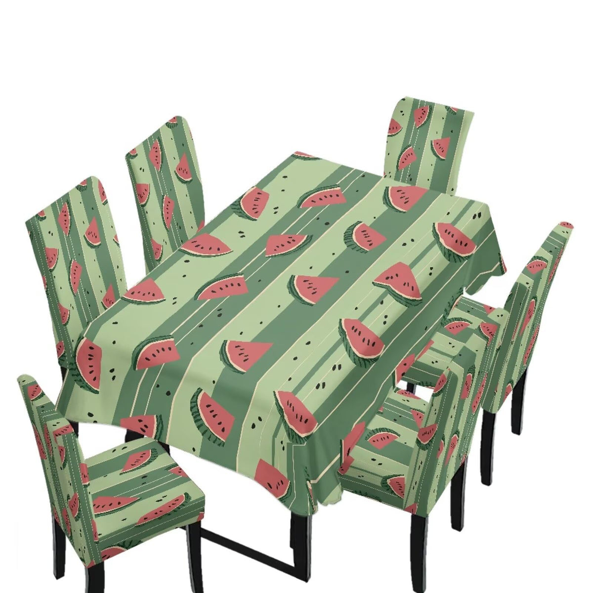 GLENLCWE Monstera Leaf Universal Dining Table Cover with Chairs Dining Table Cover with Chair Covers 7 Pcs, Dust Proof Green Kitchen Party Stretch Elastic Bottom Slipcovers