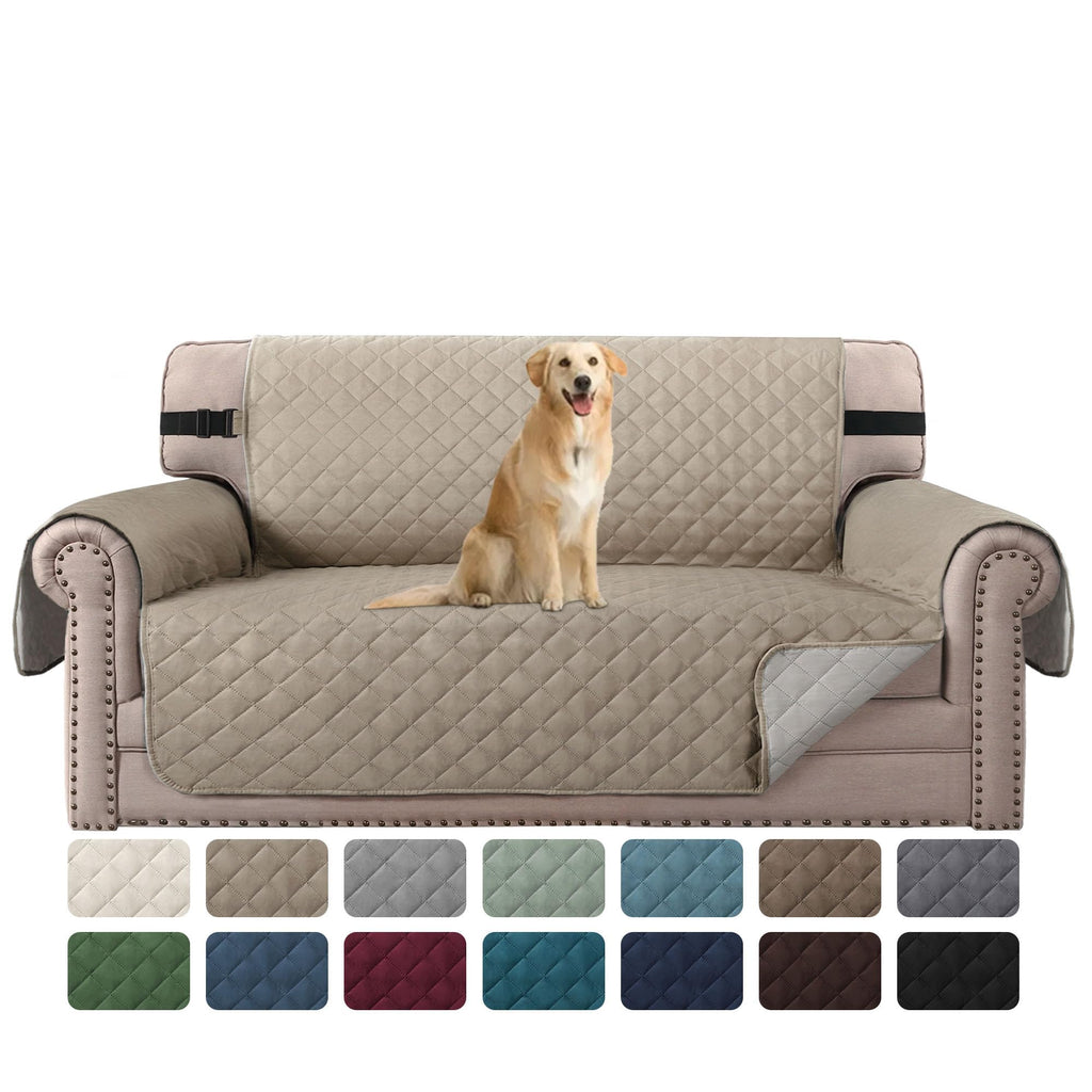 H.VERSAILTEX Reversible Couch Cover for 2 Cushion Couch Water Resistant Loveseat Washable Furniture Cover with Non-Slip Elastic Strap for Dogs, Pets, Kids(Oversized Loveseat, Charcoal Grey)