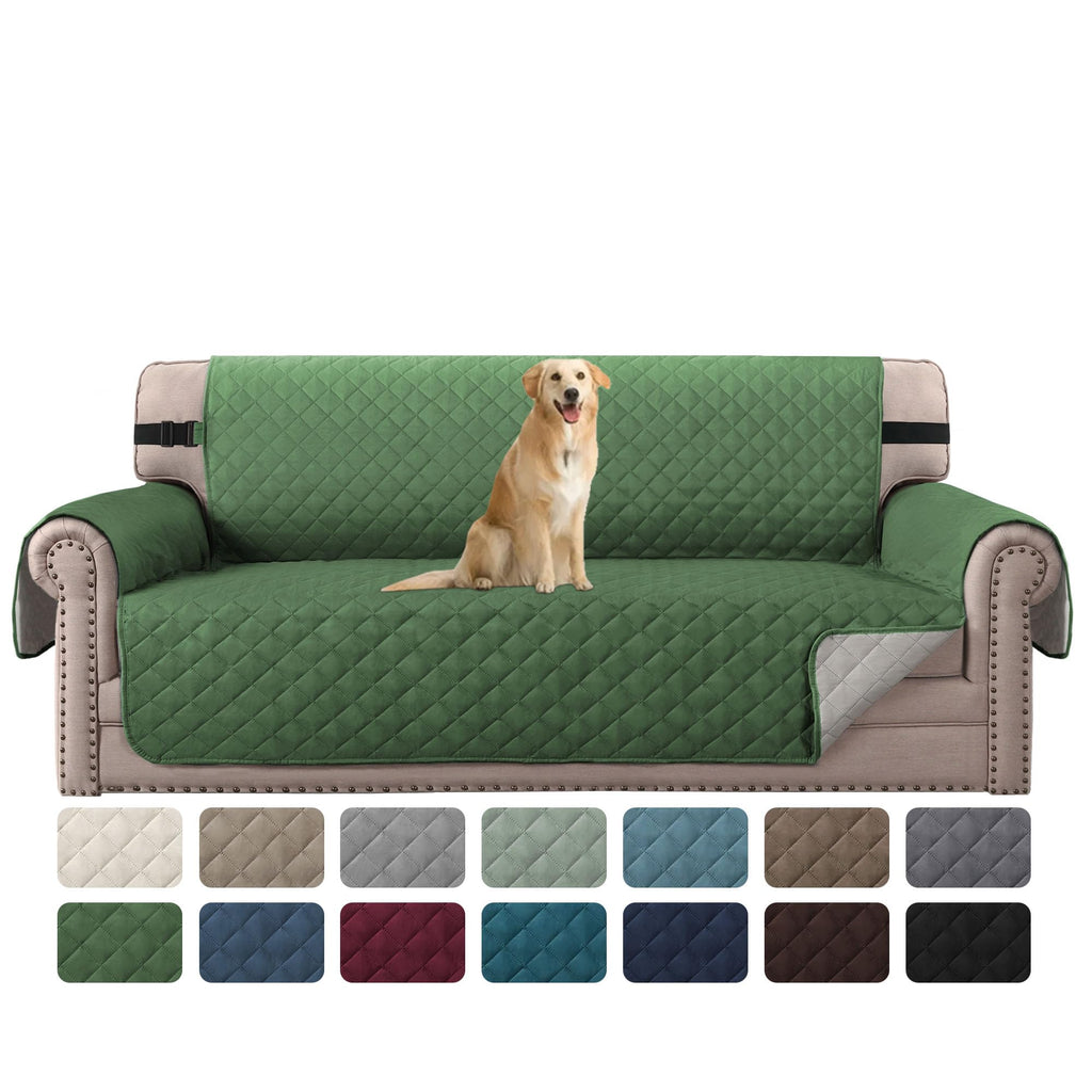 H.VERSAILTEX Reversible Couch Cover for 2 Cushion Couch Water Resistant Loveseat Washable Furniture Cover with Non-Slip Elastic Strap for Dogs, Pets, Kids(Oversized Loveseat, Charcoal Grey)