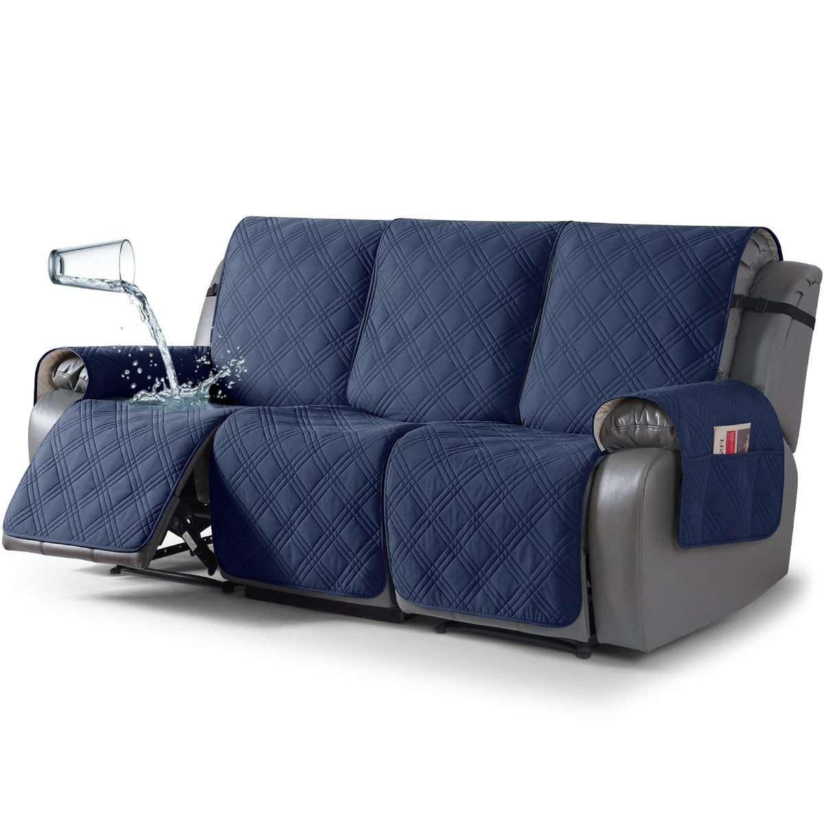 TAOCOCO 100% Waterproof Oversized Loveseat Recliner Cover, Non Slip Split Couch Covers for Reclining Loveseat with Elastic Straps for Kids Pets(Oversized 2 Seater, Chocolate)