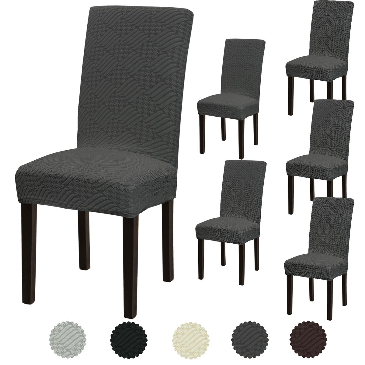 Stretch Dining Room Chair Covers Set of 6, Removable Washable Chair Covers for Dining Chairs,Dining Room, Hotel, Ceremony