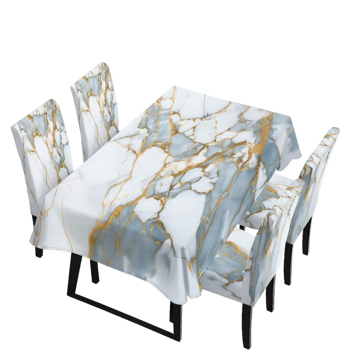 Light Grey 7 Pcs Tablecloth and Chair Covers Set Removable Chair Covers Set of 6 with Table Cover for Dining Room Washable Furniture Protector for Family Gathering Potluck