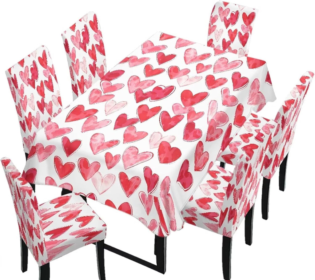 5 Pack Dining Table Cloth Rectangle 4 Seater Includes Kitchen Chair Covers, Stretch Seat Covers for Dining Chairs Anti-dust Washable Table Protector, Tribe Aztec Geometry Print
