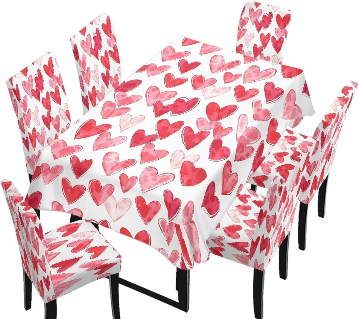 5 Pack Dining Table Cloth Rectangle 4 Seater Includes Kitchen Chair Covers, Stretch Seat Covers for Dining Chairs Anti-dust Washable Table Protector, Tribe Aztec Geometry Print