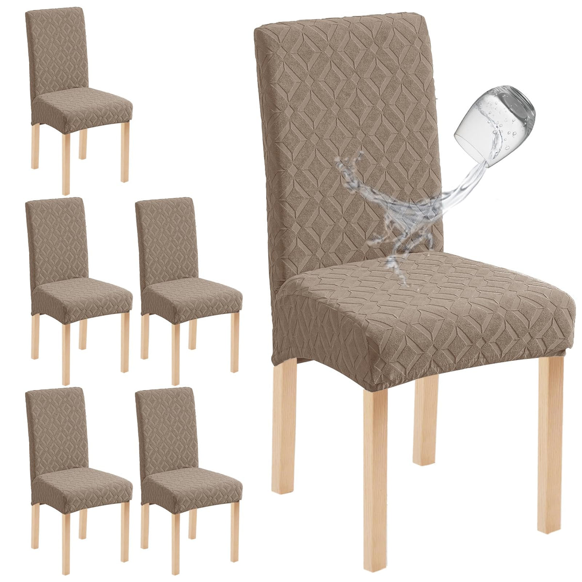 Genina Waterproof Dining Chair Covers Set of 4, Stretch Chair Slipcovers