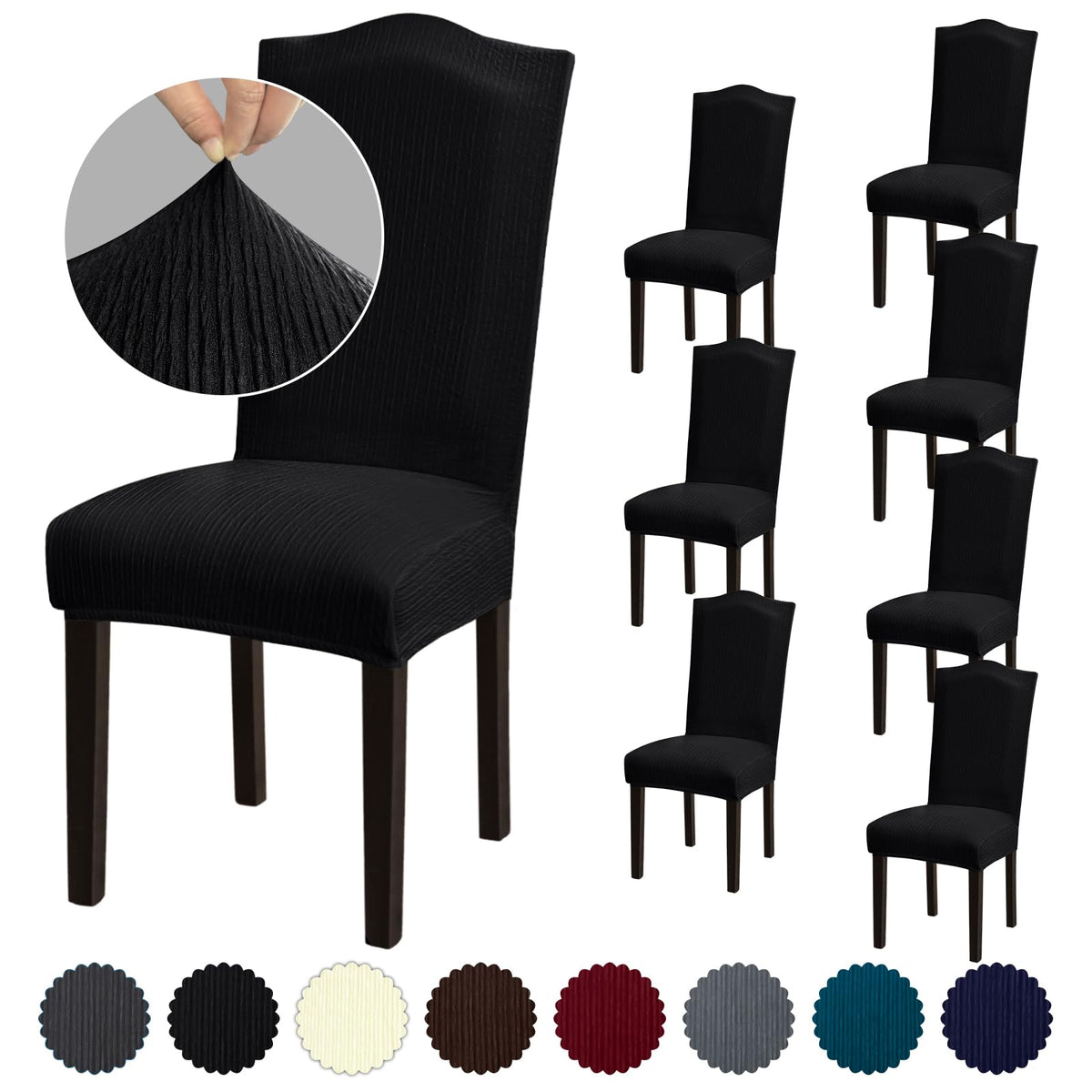 Stretch Dining Room Chair Covers Set of 6, Removable Washable Chair Covers for Dining Chairs,Dining Room, Hotel, Ceremony