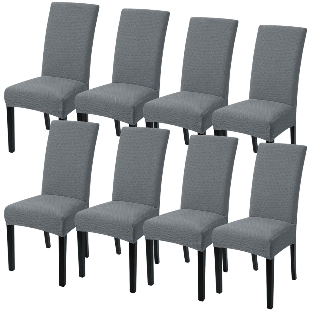 SearchI Dining Room Chair Covers Set of 6, Stretch Jacquard Parsons Chair Slipcovers Super Fit Removable Washable Kitchen Chair Protector Cover for Dining Room, Hotel, Ceremony (Beige Rhombus)