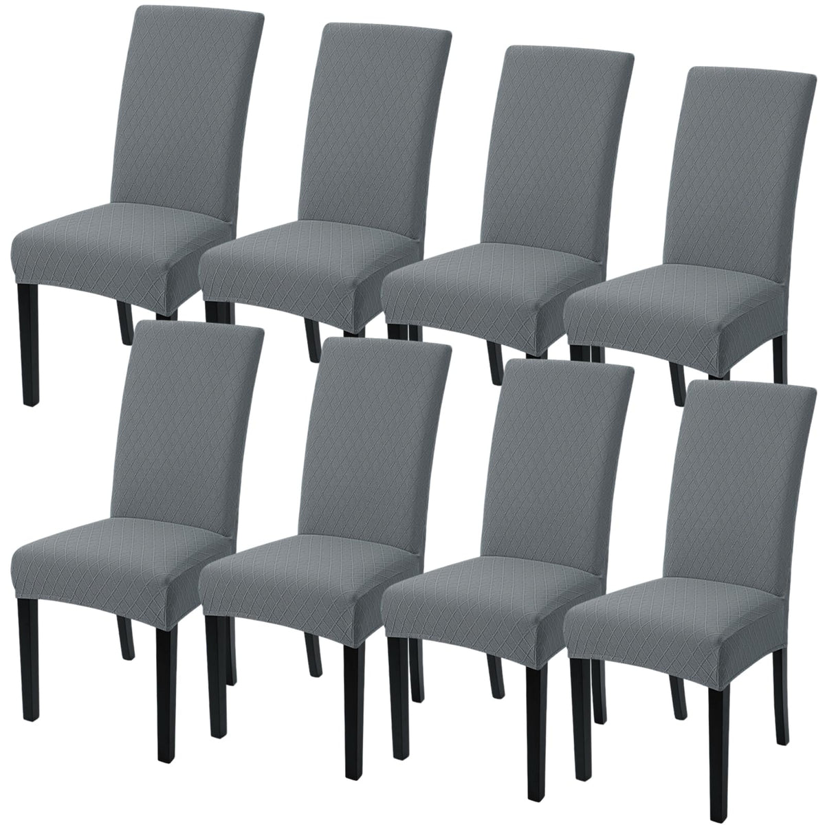 SearchI Dining Room Chair Covers Set of 6, Stretch Jacquard Parsons Chair Slipcovers Super Fit Removable Washable Kitchen Chair Protector Cover for Dining Room, Hotel, Ceremony (Beige Rhombus)
