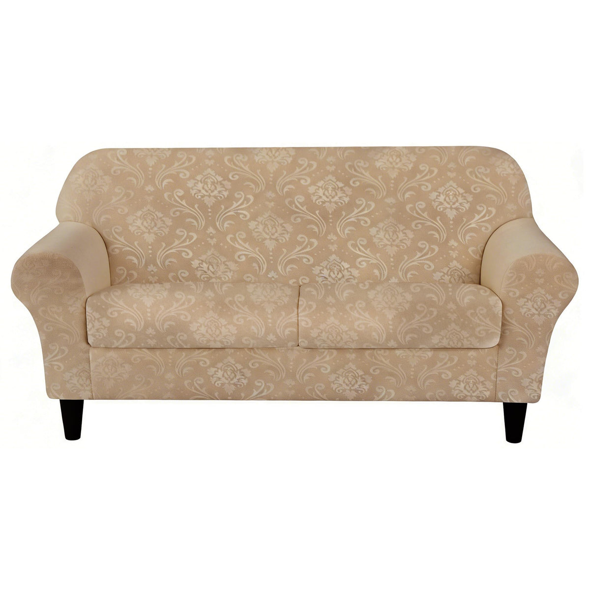 3 Pieces Sofa Covers for 2 Cushion Couch Velvet Embossing Camel Stretch Loveseat Couch Slipcovers with 2 Cushions Washable