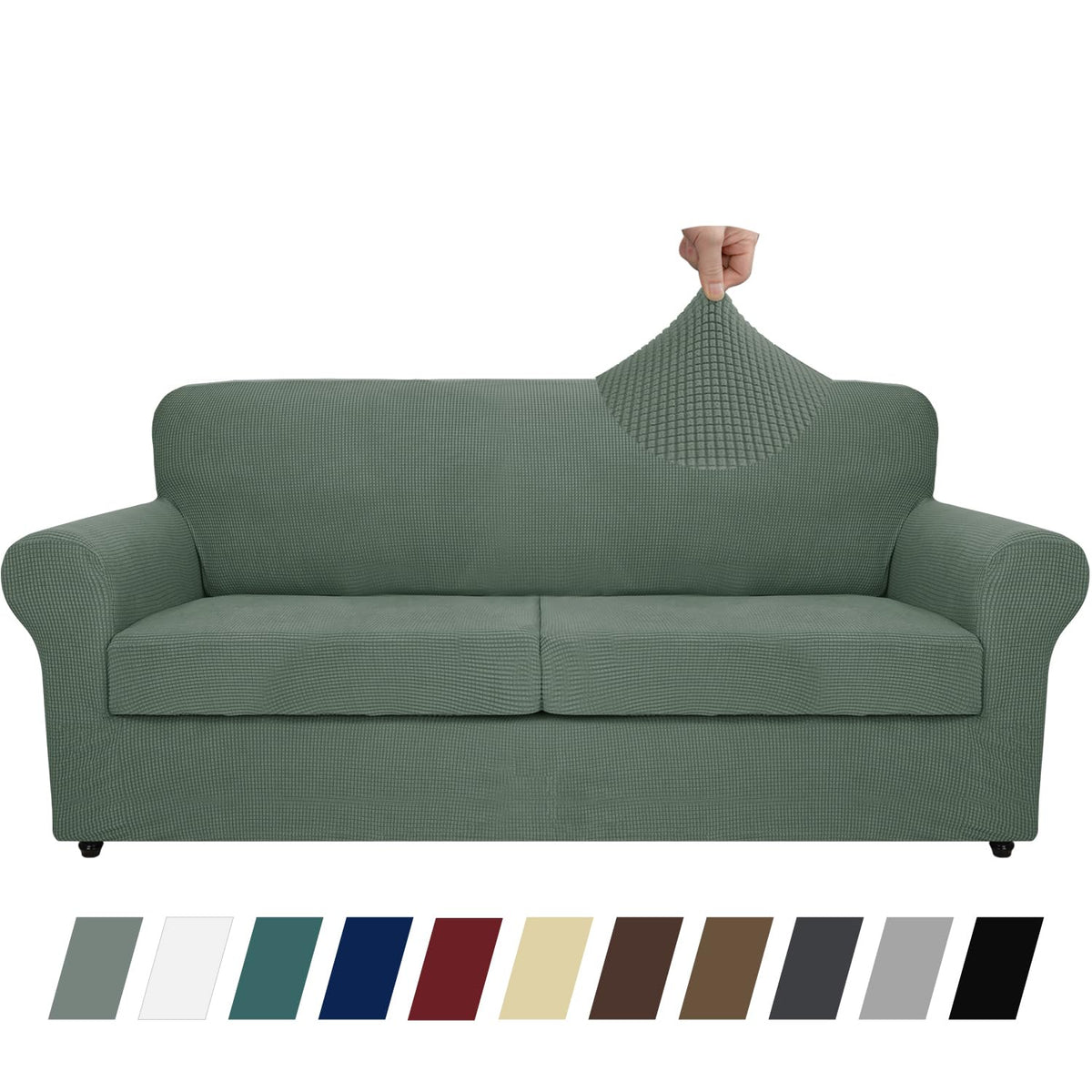 MAXIJIN 2 Piece Couch Covers for 2 Cushion Couch Super Stretch Loveseat Slipcover Dogs Pet Proof Fitted Furniture Protector Spandex Non Slip Sofa Love Seat Cover Washable (Loveseat, Gray)