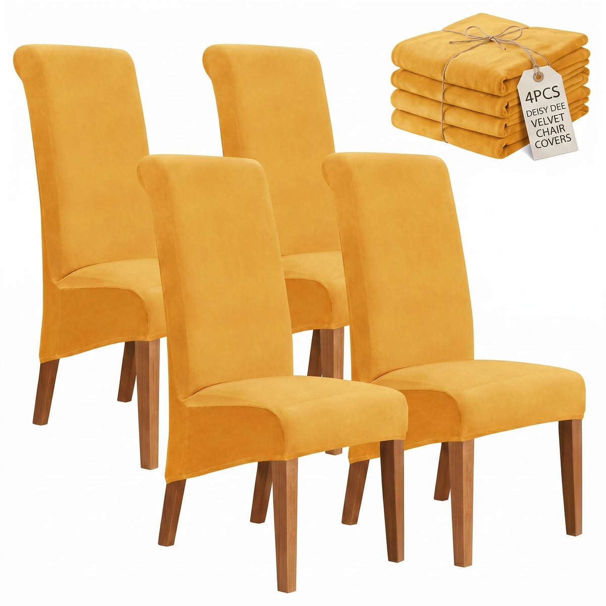 Velvet Dining Chair Covers Set of 2, Extra Large XL Oversized Stretch Parsons Chair Slipcovers for High Back Dining Room Kitchen, Non-Slip Removable Washable Chair Protectors,Khaki