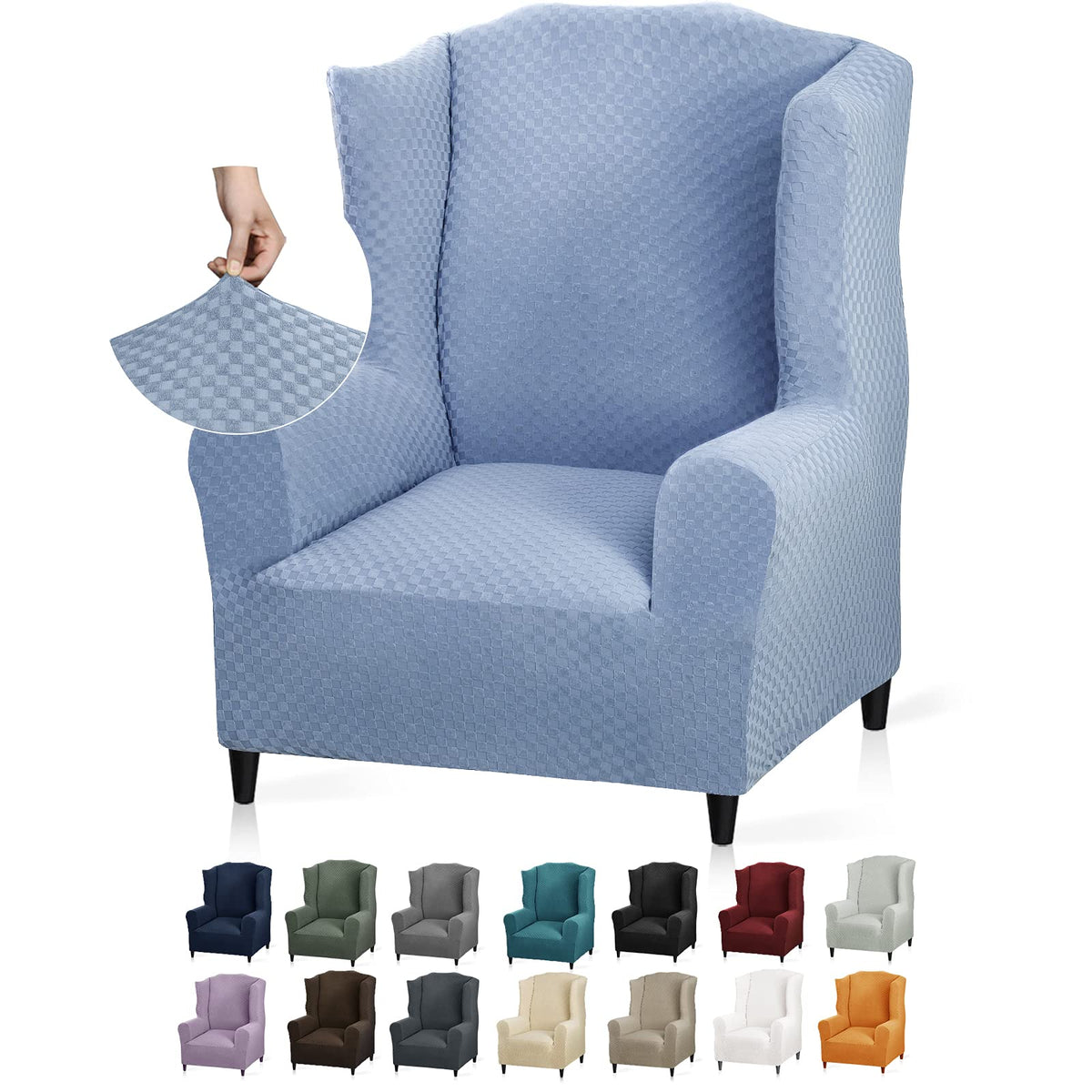 YEMYHOM 2 Packs Latest Checkered Dining Chair Slipcover Parsons Chair Furniture Protector Stretch Chair Covers for Dining Room, Restaurant, Kitchen, Party (Light Gray)
