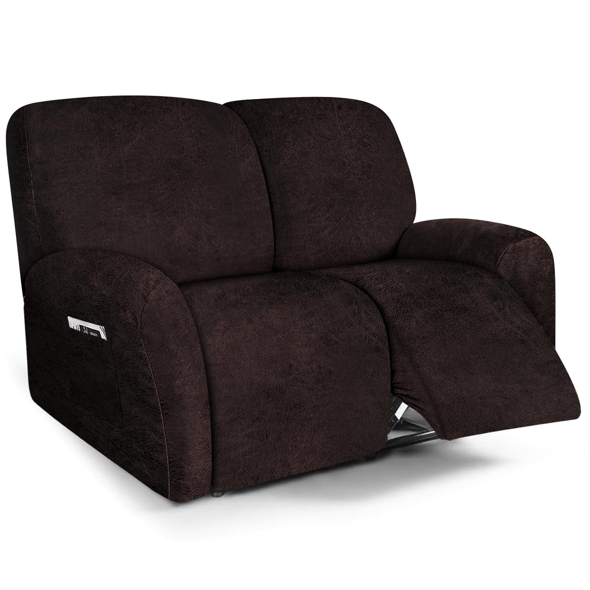 molasofa Leather Like Additional Recliner Console Cover for Reclining Loveseat Covers Stretch Jacquard Middle Consolefor Recliner Couch(Dark Brown)