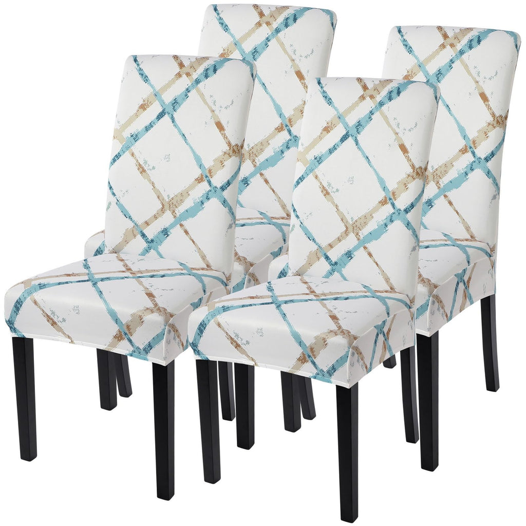 SearchI Chair Covers Slipcovers Set of 4, Spandex Super Fit Stretch Removable Washable Kitchen Parsons Protector for Dining Room,Hotel,Ceremony,Beige+Flowers